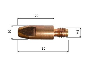 Proudová špička E-Cu se závitem M8 (4014)