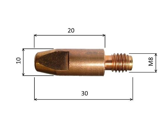 Proudová špička E-Cu se závitem M8 (4014)