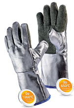 Tepelně odolné rukavice JUTEC do 600 °C kontaktního a 1000 °C sálavého tepla H125A2xx-W2-PV s přidanou tepelnou izolací dlaně