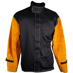 Sako svářečské PARWELD z nehořlavé bavlny s rukávy z kůže