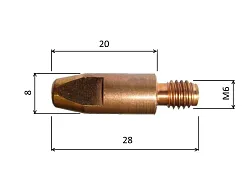 Kontaktní trubice E-Cu se závitem M6 x28 mm