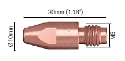Kontaktní trubice E-CuCrZr se závitem M8 x 30 mm