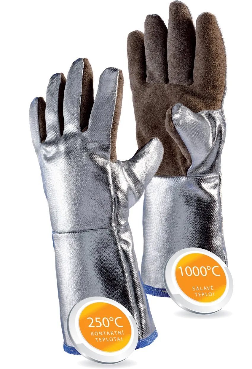 Tepelně odolné rukavice JUTEC do 250 °C kontaktního a 1000 °C sálavého tepla JTH05LA23x-W2
